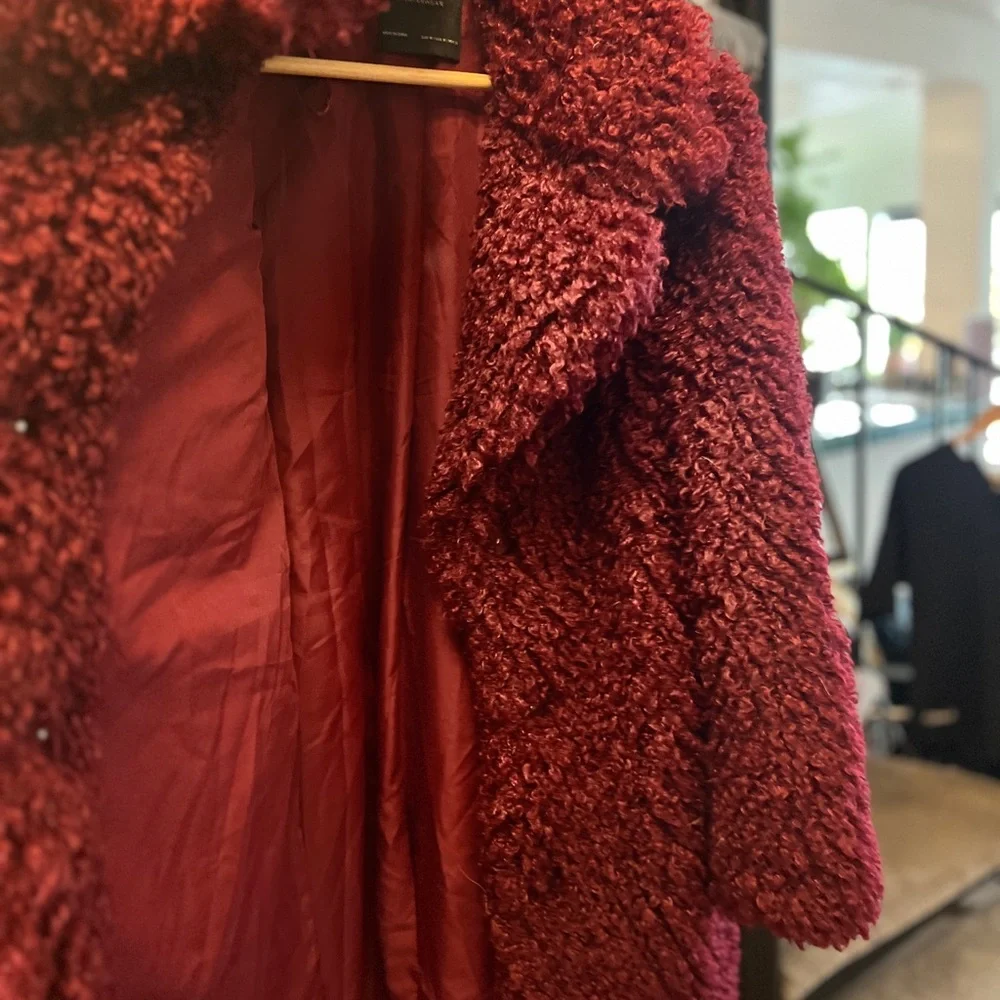 Zara Burgundy Teddy Jacket - Picture 3 of 5